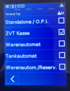 Définir le type de terminal sur ZVT